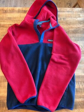 Patagonia Red and Blue Synchilla Fleece Pullover medium